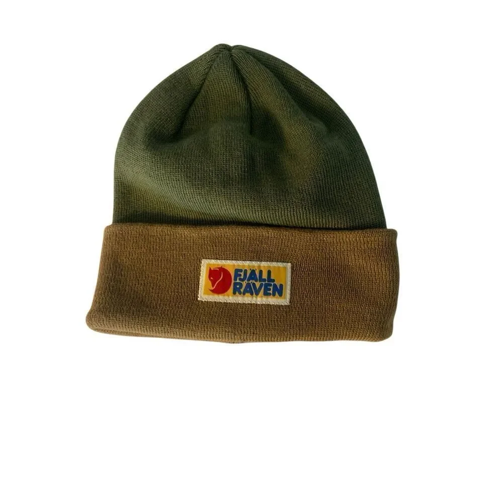 Fjällräven Vardag Beanie Buckwheat Brown Green Knit Hat Unisex Winter Wear NWT